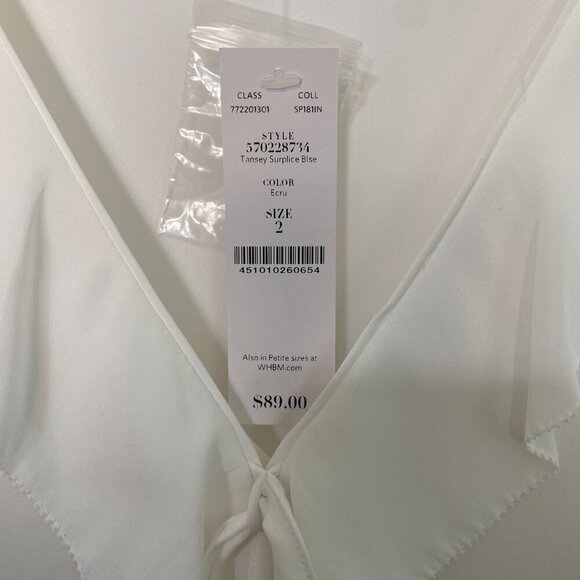 NWT - WHBM Short Front Long Back Ruffled V-Neck Blouse with Eyelets, 2 #262 - Picture 2 of 16